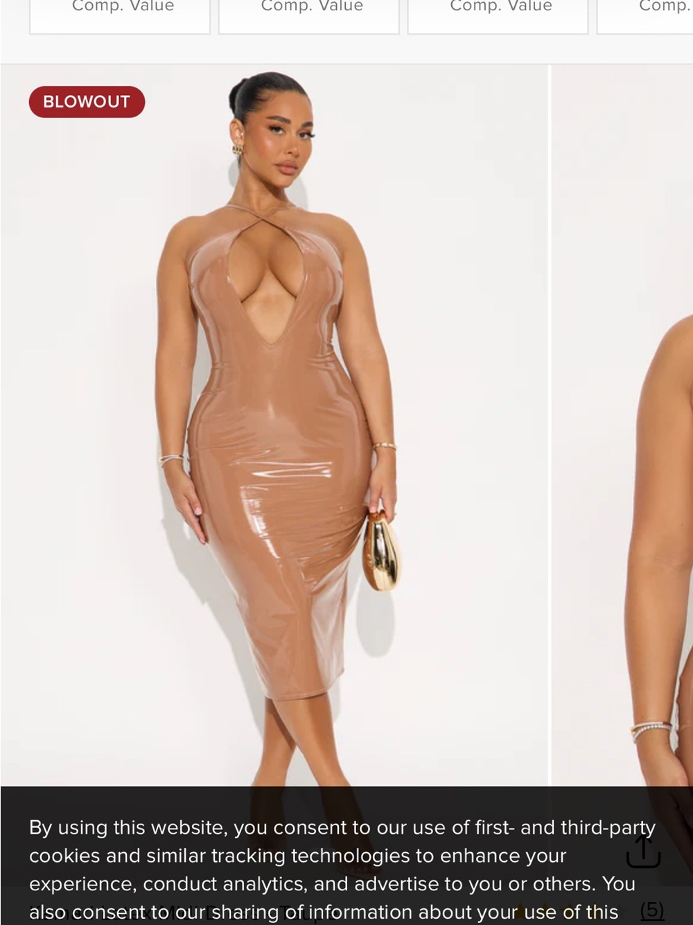 Fashion Nova Nude  latex Midi Dress